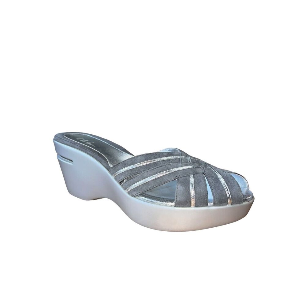 Cole Haan Dark Silver Wedge Sandals SPECIAL INSOLE Wmns SZ 10 WORN IN STORE ONCE